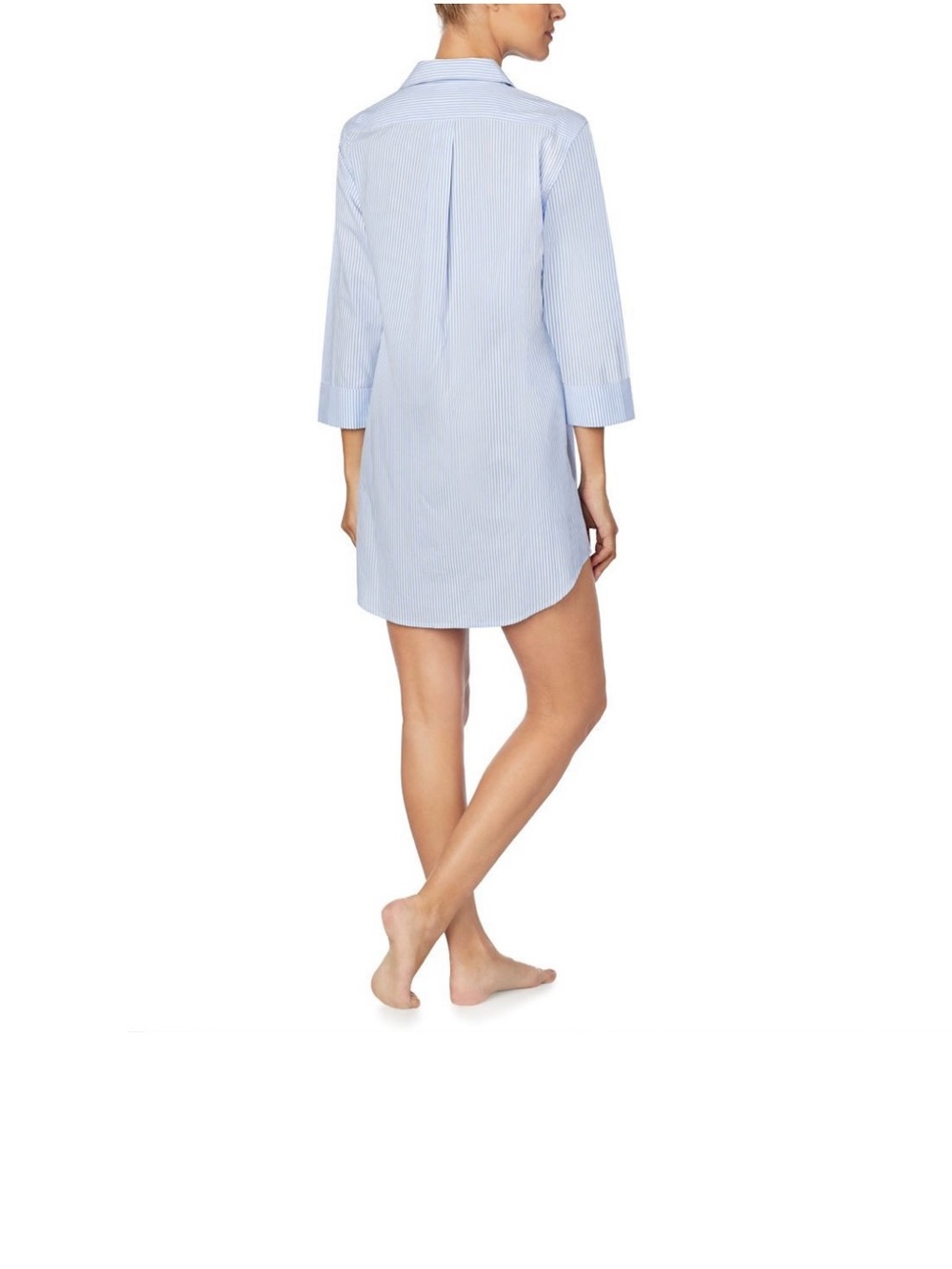 Lauren Ralph Lauren Light Blue Stripe Cotton Sleep Shirt